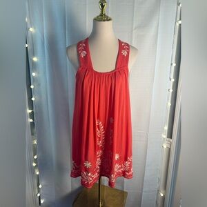 White and Orange Embellished Sleeveless Tank Top